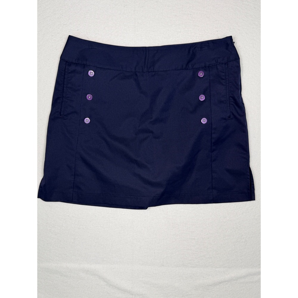 Adidas‎ Golf Skort Women 8 Navy Blue ClimaCool Sailor Button Mini Skirt Active